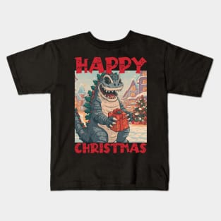 Happy Christmas with Godzilla - 2 Kids T-Shirt